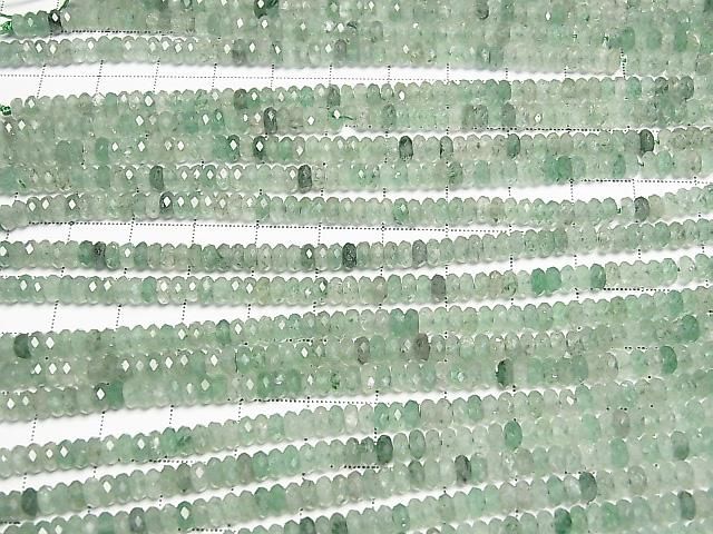 [Video] High Quality! Green Aventurine Faceted Button Rondelle 4.5x4.5x2mm 1strand beads (approx. 15 inches/36 cm)