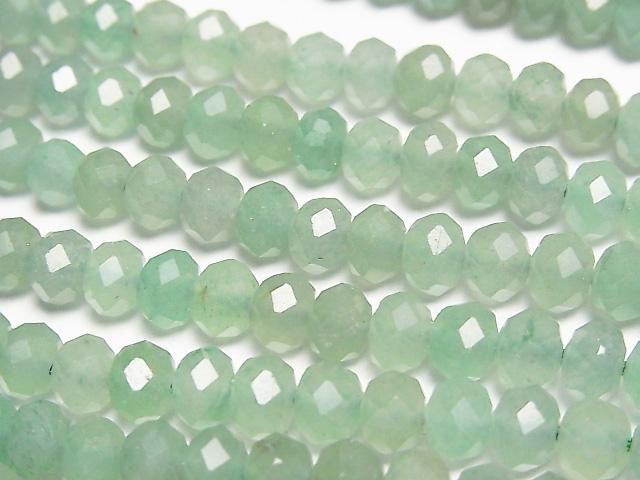 [Video] High Quality! Green Aventurine Faceted Button Rondelle 6x6x4mm 1strand beads (approx. 15 inches/37 cm)