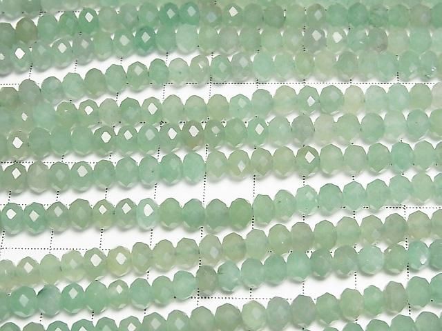 [Video] High Quality! Green Aventurine Faceted Button Rondelle 6x6x4mm 1strand beads (approx. 15 inches/37 cm)