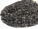 [Video] High Quality! Silver Obsidian AAA Faceted Button Rondelle 6x6x4mm 1strand beads (approx. 15 inches/37 cm)