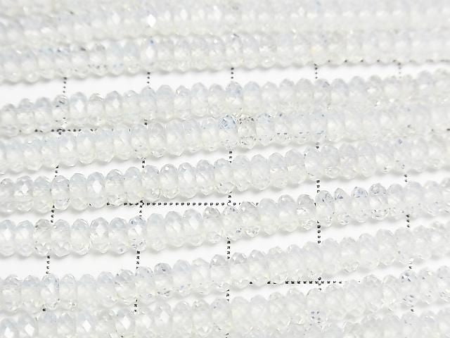 [Video] High Quality! Synthetic Opal Faceted Button Rondelle 4x4x2mm White 1strand Beads (approx. 15 inches/36 cm)