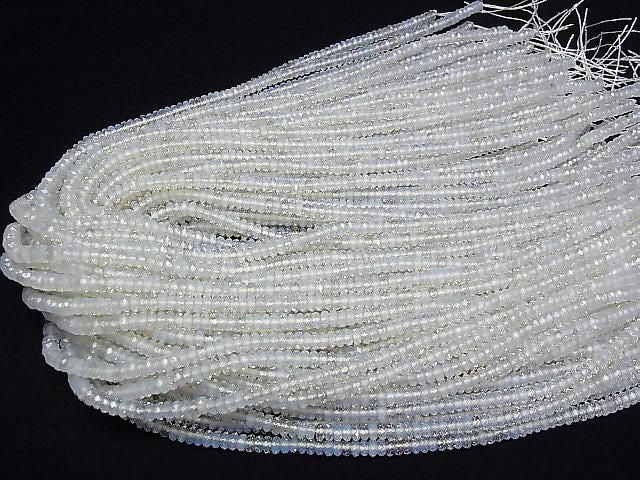 [Video] High Quality! Synthetic Opal Faceted Button Rondelle 4x4x2mm White 1strand Beads (approx. 15 inches/36 cm)