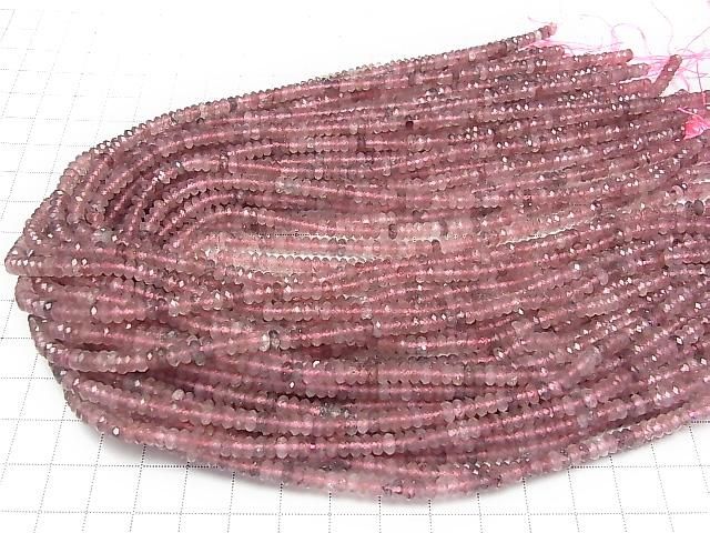 [Video] High Quality! Pink Epidote AAA- Faceted Button Rondelle 4x4x2mm 1strand beads (approx. 15 inches/37 cm)