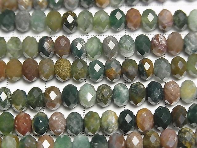 [Video] High Quality! Indian Agate Faceted Button Rondelle 6x6x4mm 1strand beads (approx. 15 inches/37 cm)