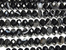 [Video] High Quality! Striped Onyx Faceted Button Rondelle 6x6x4mm 1strand beads (approx. 15 inches/37 cm)