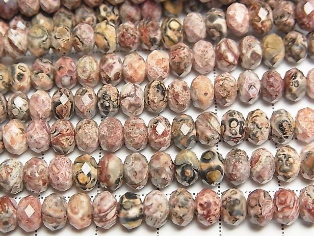 [Video] High Quality! Leopard Skin Jasper Faceted Button Rondelle 6x6x4mm 1strand beads (approx. 15 inches/37 cm)