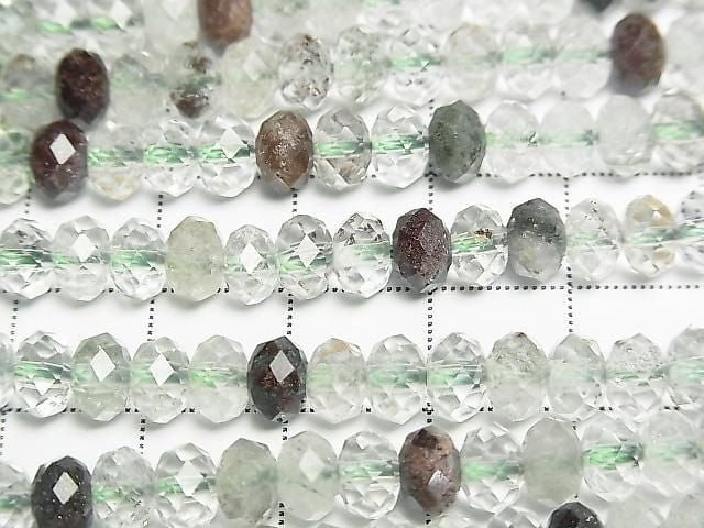 [Video] High Quality! Garden Quartz AA++ Faceted Button Rondelle 6x6x4mm 1strand beads (approx. 15 inches/37 cm)