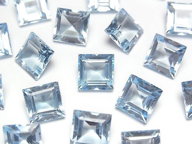 [Video] High Quality Sky Blue Topaz AAA Loose Stone, Square Faceted, 8x8mm, 1pc