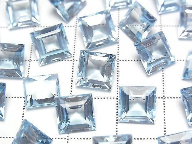 [Video] High Quality Sky Blue Topaz AAA Loose Stone, Square Faceted, 8x8mm, 1pc