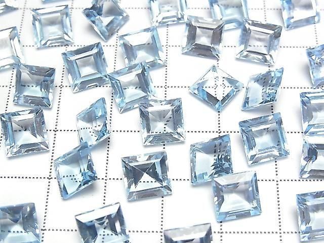 [Video] High Quality Sky Blue Topaz AAA Loose Stone, Square Faceted, 8x8mm, 1pc