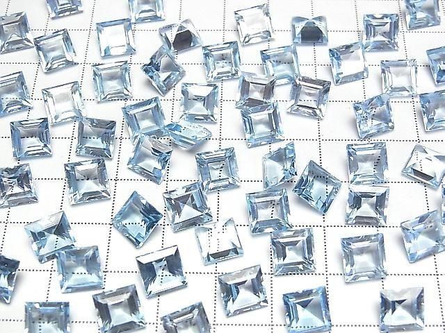[Video] High Quality Sky Blue Topaz AAA Loose Stone, Square Faceted, 8x8mm, 1pc
