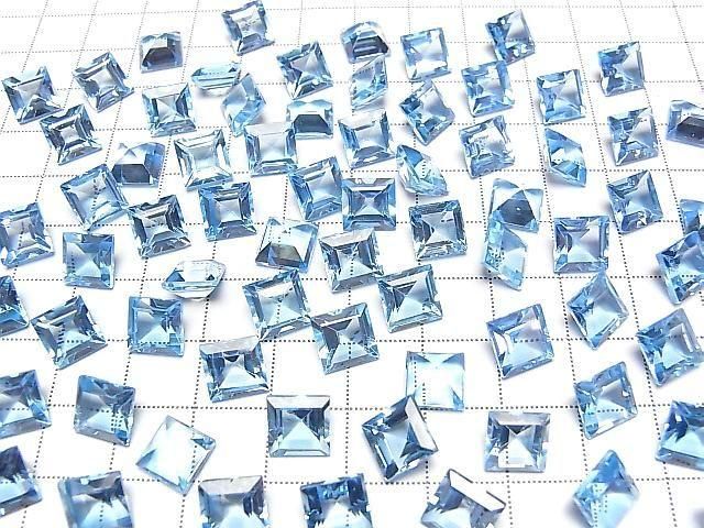 [Video] High Quality Swiss Blue Topaz AAA Loose Stone Square Faceted 8x8mm 1pc
