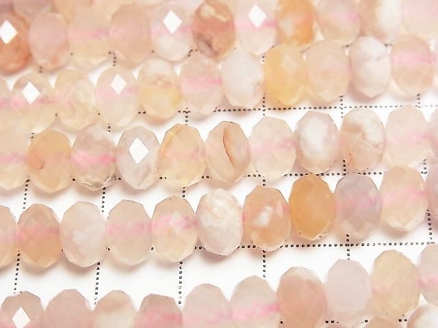 [Video] High Quality! Cherry Blossom Agate Faceted Button Rondelle 8x8x5mm Half or 1strand Beads (approx. 15 inches/36 cm)
