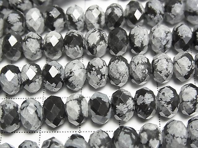 [Video] High Quality! Snowflake Obsidian Faceted Button Rondelle 8x8x5mm Half or 1 Strand Beads (approx. 15 inches/36 cm)