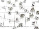 Silver925 Earstuds & Earnuts with Plate [4.5mm] Flower Rhodium Plated 2 Pairs