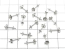Silver925 Earstuds & Earnuts with Plate [4.5mm] Flower Rhodium Plated 2 Pairs