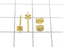 Silver925 Earstuds & Earnuts with Plate [4.5mm] Flower Shape 18KGP 2 Pairs