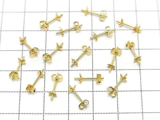 Silver925 Earstuds & Earnuts with Plate [4.5mm] Flower Shape 18KGP 2 Pairs