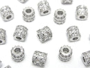 Metal Rondelle (Tube) 6x6x6mm Silver (with CZ) 2pcs