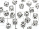 Metal Rondelle (Tube) 6x6x6mm Silver (with CZ) 2pcs