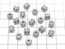 Metal Rondelle (Tube) 6x6x6mm Silver (with CZ) 2pcs