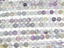 [Video] High Quality! Multicolor Fluorite AA+ Faceted Coin 6x6x4mm 1strand beads (approx. 15 inches/36 cm)