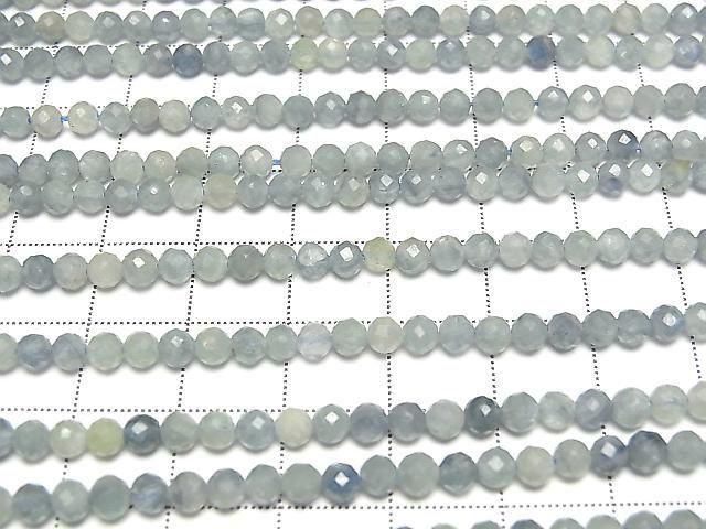 [Video] High Quality! Blue-Green Kyanite AA++ Faceted Round 3.5mm 1strand beads (approx. 15 inches/36 cm)