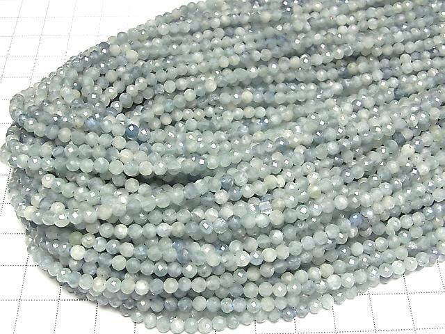 藍綠色藍晶石 AA++ 切面圓珠 4mm 1串 (約15英吋/36公分) 高品質！
