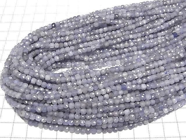 [Video] High Quality! Tanzanite AA Cube Shape 3.5x3.5x3.5mm half or 1strand beads (aprx.15inch/36cm)
