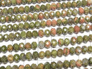 [Video]High Quality! Unakite Faceted Button Rondelle 6x6x4.5mm 1strand beads (aprx.15inch/36cm)