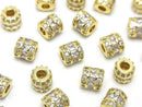 Metal Rondelle (Tube) 6x6x6mm Gold (with CZ) 2pcs