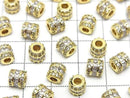Metal Rondelle (Tube) 6x6x6mm Gold (with CZ) 2pcs