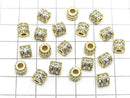 Metal Rondelle (Tube) 6x6x6mm Gold (with CZ) 2pcs