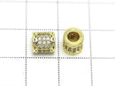 Metal Rondelle (Tube) 7x6.5x6.5mm Gold (with CZ) 2pcs
