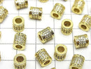 Metal Rondelle (Tube) 7x6.5x6.5mm Gold (with CZ) 2pcs