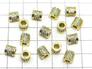 Metal Rondelle (Tube) 7x6.5x6.5mm Gold (with CZ) 2pcs