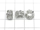 Metal Leaf Rondelle 10x10x6mm (with CZ) Silver 2pcs
