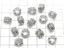 Metal Leaf Rondelle 10x10x6mm (with CZ) Silver 2pcs