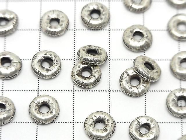 Karen Silver Leaf Pattern Rondelle 9x9x3mm 2pcs