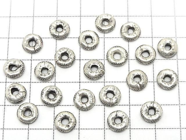 Karen Silver Leaf Pattern Rondelle 9x9x3mm 2pcs