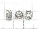 Metal Flower Rondelle 10x10x6.5mm (with CZ) Silver 2pcs