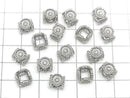 Metal Flower Rondelle 10x10x6.5mm (with CZ) Silver 2pcs