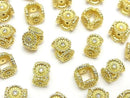 Metal Flower Rondelle 10x10x6.5mm (with CZ) Gold 2pcs