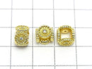 Metal Flower Rondelle 10x10x6.5mm (with CZ) Gold 2pcs