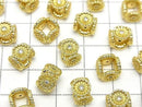 Metal Flower Rondelle 10x10x6.5mm (with CZ) Gold 2pcs