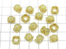 Metal Flower Rondelle 10x10x6.5mm (with CZ) Gold 2pcs