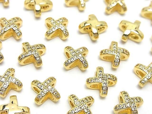 Metal Rondelle 8x8x5mm Gold (with CZ) 2pcs