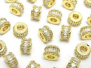 Metal Rondelle 8.5x8.5x5.5mm Gold (with CZ) 2pcs