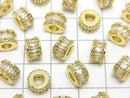 Metal Rondelle 8.5x8.5x5.5mm Gold (with CZ) 2pcs