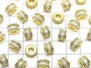 Metal Rondelle 8.5x8.5x5.5mm Gold (with CZ) 2pcs